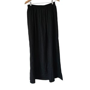COS A-Line Black Linen Elastic Waist Minimalist Modern Maxi Skirt, Size 8